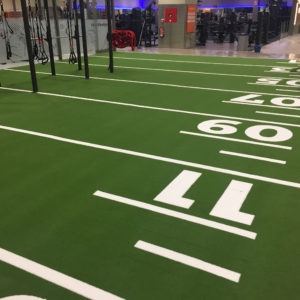 Detalle del suelo del interior del gimnasio